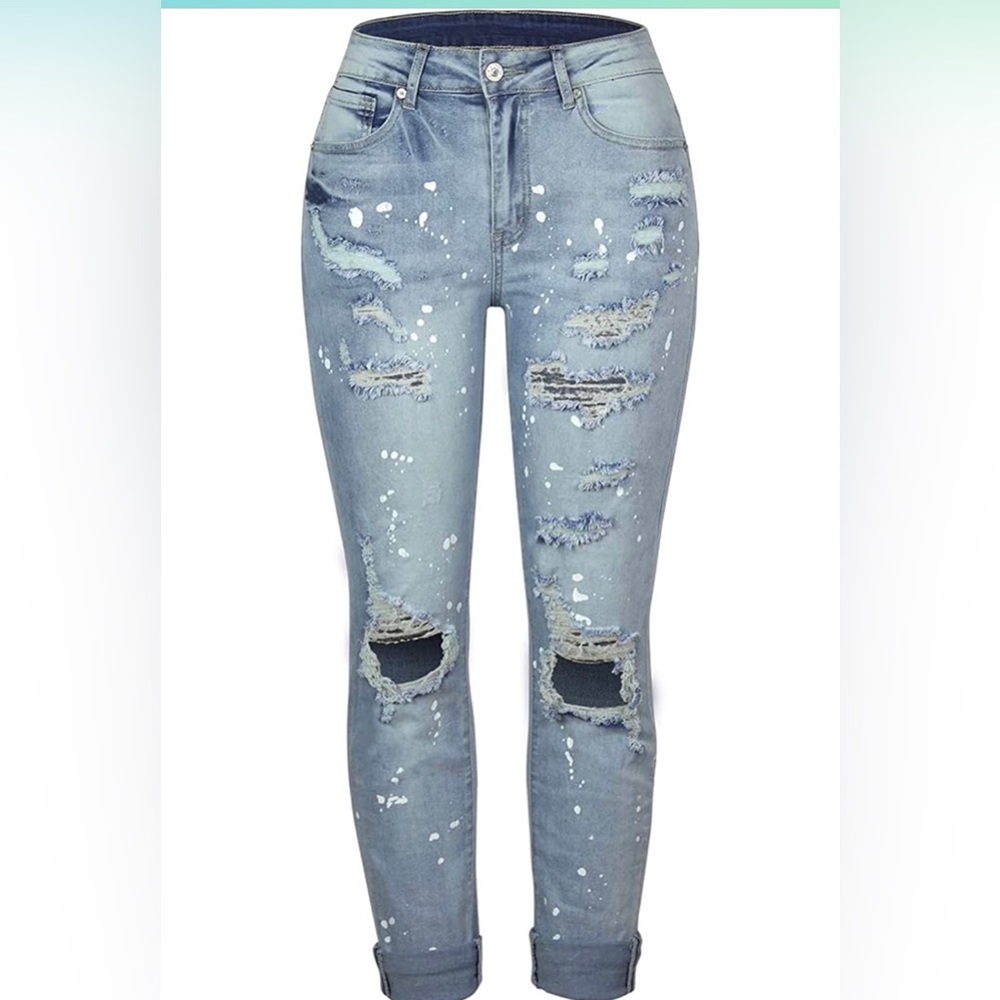 Womens Ripped Jeans Mid Rise Mom Jeans Distressed Casual Vintage Boyfriend